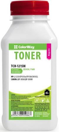 Тонер ColorWay (TCH-1215M) Magenta 45g для HP CLJ CP1215/1515 + Чіп (RMHU10M)