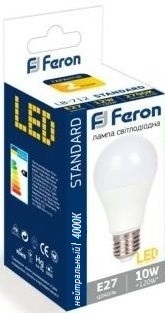 Светодиодная LED лампа Feron E27 10W 4000K, A60 LB-710 Standart (нейтральный)