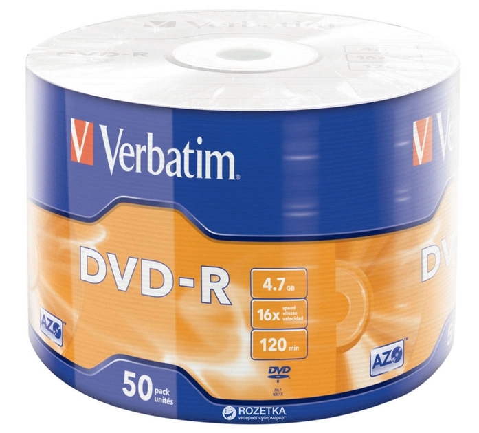 DVD-R Verbatim 4,7Gb (bulk 50) 16x | Купити в інтернет магазині