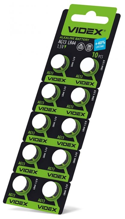 Батарейка Videx AG13 (LR44) Alkaline (10шт/уп) 1.5V | Купити в інтернет магазині