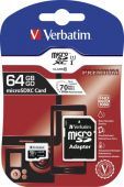 Фото Карта памяти Verbatim microSDXC 64GB Class 10 Premium UHS-I 466x + SD adapter купить в MAK.trade