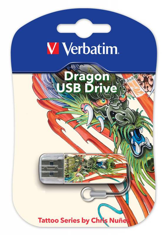 Flash-пам'ять Verbatim Mini 16Gb USB 2.0 Tattoo Dragon | Купити в інтернет магазині