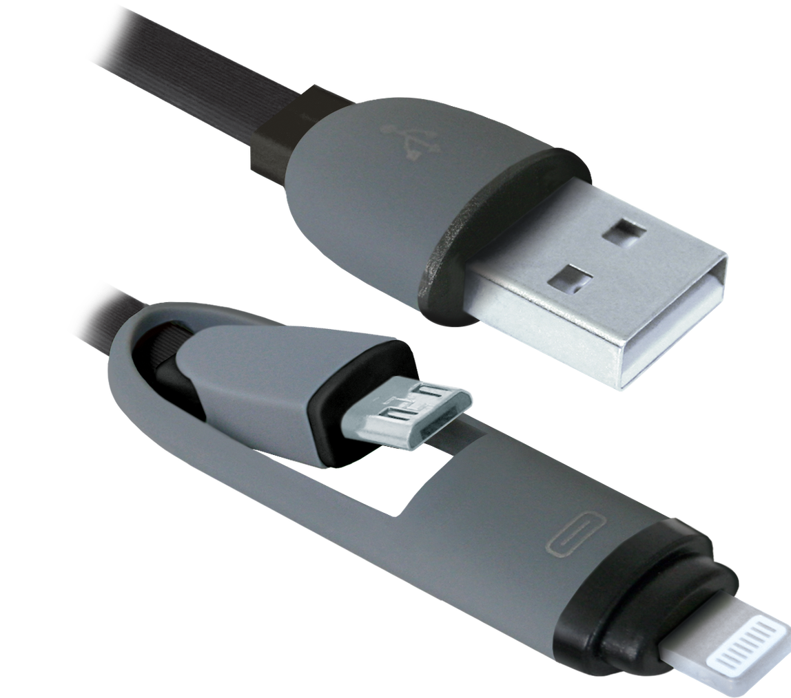 Кабель Defender USB10-03BP USB(AM)-MicroUSB+Lightning (1 метр) | Купити в інтернет магазині