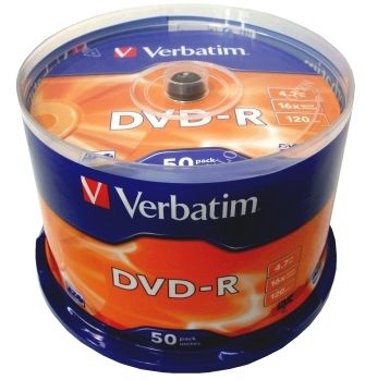 DVD-R Verbatim 4,7Gb (box 50) 16x | Купити в інтернет магазині