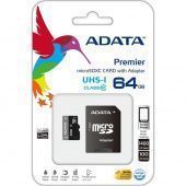 Фото Карта памяти A-DATA Premier microSDHC 64GB Class 10 UHS-I + SD adapter купить в MAK.trade