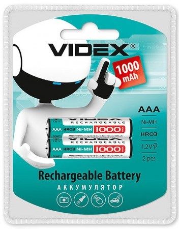 Акумулятор Videx Ni-MH R03 1000mAh (2шт/уп)