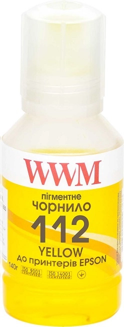 Чорнила WWM Epson 112 (Yellow) 140ml Пігментні | Купити в інтернет магазині