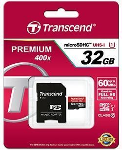 Карта памяти Trancend microSDHC 32GB Class 10 UHS-I Premium 400x + SD adapter