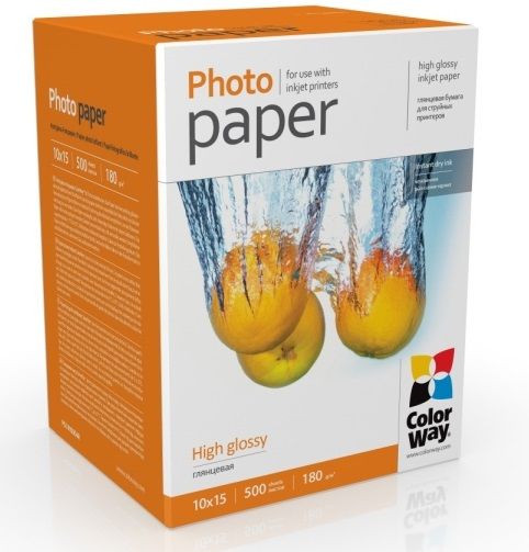 ColorWay 10x15 (500л) 180г/м2 глянсовий фотопапір