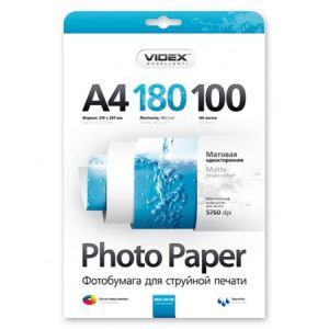 Videx А4 (100л) 180г/м2 матовий фотопапір