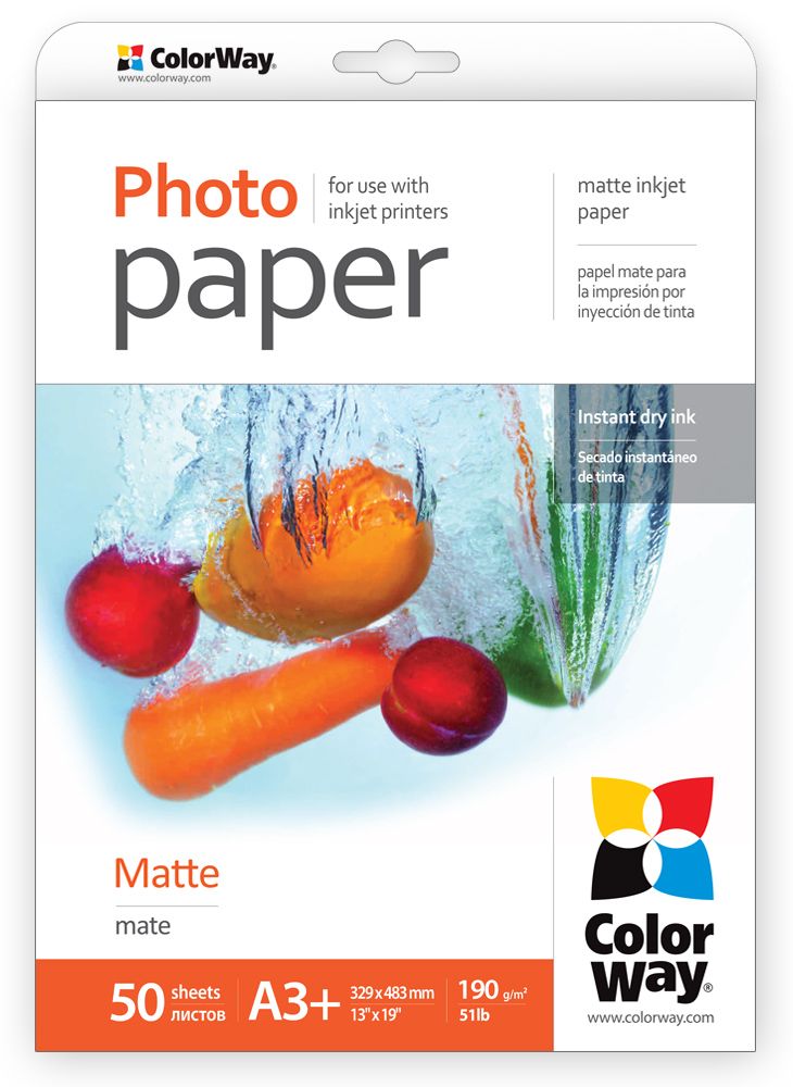 ColorWay А3+ (50л) 190г/м2 матовий фотопапір