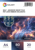 Фото Самоклеющаяся пленка Galaxy А4 (20л) 80мкм, Струйная печать, Holographic LOVE RIBBON купить в MAK.trade