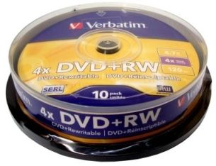 DVD+RW Verbatim 4,7Gb (box 10) 4x | Купити в інтернет магазині