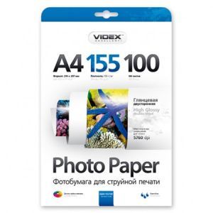 Videx А4 (100л) 155г/м2 двосторонній глянець-глянець фотопапір