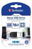 Фото Flash-память Verbatim NANO 16Gb USB 2.0 с адаптером микро-USB купить в MAK.trade