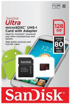 картка пам'яті SANDISK microSDXC 128GB card Class 10 UHS I