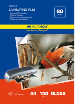 Пленка для ламинирования Buromax A4( 216х303) 80 микрон (50/30), глянцевая (100л)