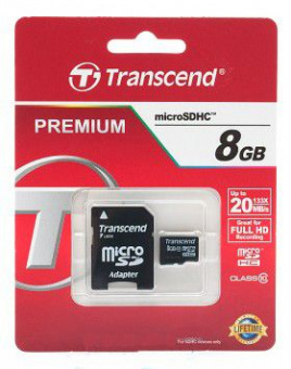 Карта пам'яті Trancend microSDHC 8GB Class 10+ SD adapter