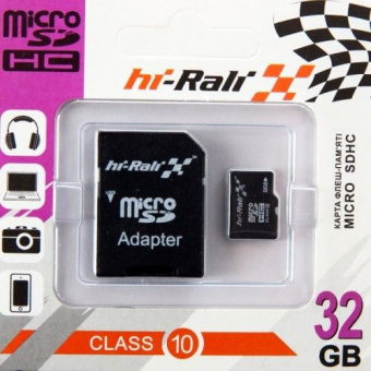 Карта пам'яті Hi-Rali microSDHC 32GB Class 10+SD adapter