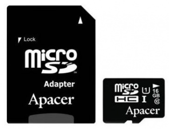 Карта пам'яті APACER microSDHC 16GB Class 10 UHS-I+SD adapter