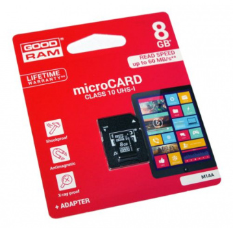 Карта пам'яті Goodram microSDHC 8GB Class 10 UHS-I+SD adapter