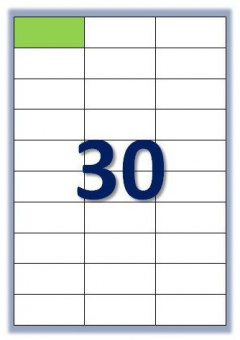 Етикетка самоклеюча Buromax 30 поділів 70*29,7мм А4 (100л) матова