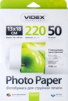 Videx 13x18 (50л) 220г/м2 глянцевая фотобумага