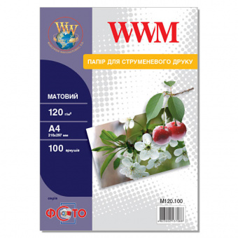 WWM A4 (100л) 120г/м2 Матовая фотобумага