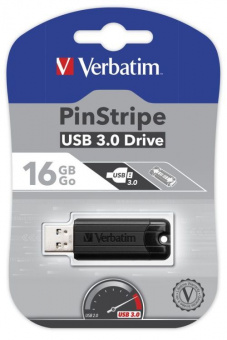 Flash-память Verbatim PinStripe 16Gb USB 3.0 Black