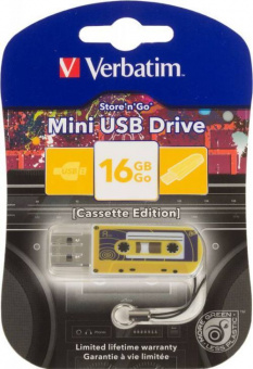 Flash-память Verbatim Cassete Edition 16Gb USB 2.0 Yellow
