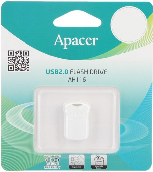 Flash-память Apacer AH116 16Gb USB 2.0 White