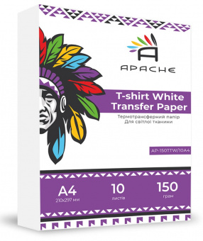 Термотрансферная бумага APACHE A4 (10л) 150г/м2 на Cветлую ткань