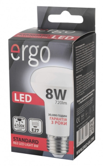 Світлодіодна LED лампа Ergo E27 8W 4100K, R63 (нейтральний)