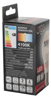 Светодиодная LED лампа Ergo Standard E27 10W 4100K, A60  (нейтральный)
