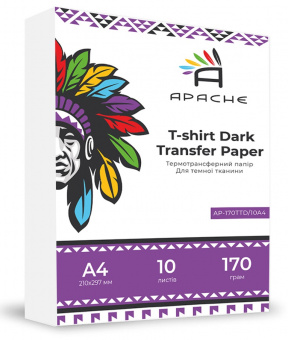 Термотрансферная бумага APACHE A4 (10л) 170г/м2 на Темную ткань