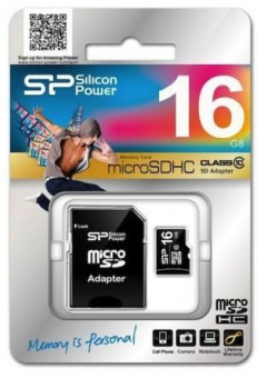Карта памяти Silicon Power microSDHC 16GB Class 10 UHS-I + SD adapter