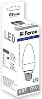 Светодиодная LED лампа Feron E27 4W 2700K, C37 LB-720 Econom (теплый)