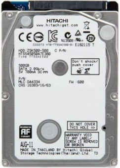 Жесткий диск 500Gb Hitachi 2.5" Travelstar Z5K500 (0J11285) HTS545050A7E380 5400rpm 8Mb SATAII