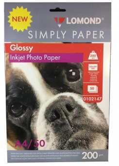 Lomond A4 (50л) 200г/м2 глянсовий фотопапір SIMPLY PAPER - ЕКОНОМ