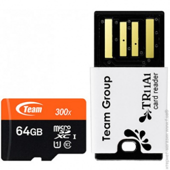 Карта пам'яті Team microSDHC 64GB Class 10+USB