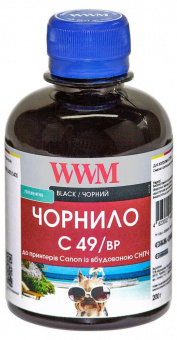 Пигментные чернила WWM C49/BP Canon G1400/G2400/G3400 (Black Pigment) 200ml