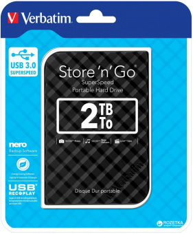Внешний жесткий диск Verbatim Store n Go 2 TB Black USB 3.0 3.5"