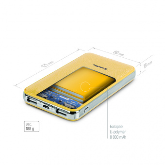 УМБ ColorWay Power Bank 8000 mAh Gold (CW-PB080LPA2GD)