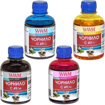 Комплект чернил WWM C49 Canon PIXMA G1400/G2400/G3400 (BP/C/M/Y) 4x200ml