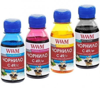 Комплект чернил WWM C49 Canon PIXMA G1400/G2400/G3400 (BP/C/M/Y) 4x100ml
