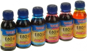 Комплект світлостійкого чорнила WWM E80 Epson L800/L805/L810/ L850 (B/C/LC/M/LM/Y) 6x100ml