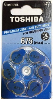 Toshiba Zinc Air ZA 675-D6 ( для слуховых аппаратов ) (6шт blister)
