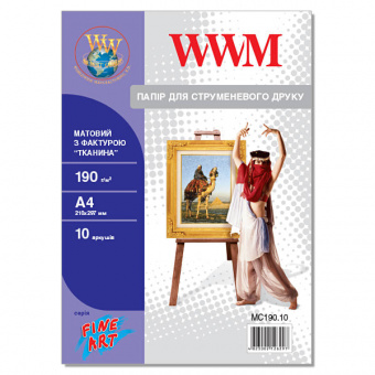 WWM A4 (10л) 190г/м2 матовая фотобумага фактура (Ткань)