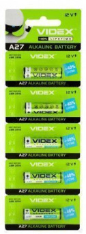 Батарейка Videx A27 (5шт/уп) 12 V alkaline