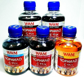 Комплект чорнил WWM C10/C11 Canon IP4200/IP7240/MG5140/ MP620 (BP/B/C/M/Y) 5x200ml
